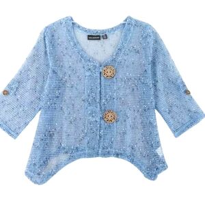NINA LEONARD Mesh Button Front Summer Cardigan Shrug Size Medium NEW